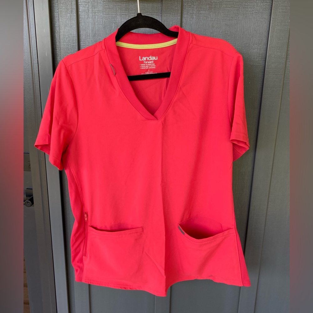 Women’s Landau Scrubs.  Size large top and bottom.  Color is Tea Berry.